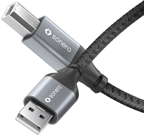 Sonero Cable USB 2.0, cable de conexión, cable de impresora, conector A a conector B, 480 MB/s, gris espacial/negro, 5,00 m