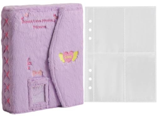 Plüsch-Binder-fotokartenalben A5 Kpop-Karten Album Karten Sammeln Sie Buchalben A5 6 Ringe 4-tocket-kartenschutz 10 Pcs Innenseiten
