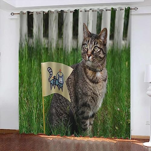2 Stück Schlafzimmer Gardinen Lichtundurchlässig Tier Katze Verdunkelungsvorhang Mit Ösen Für Schlafzimmer Raum Abdunkeln Fenster Vorhänge Blickdich