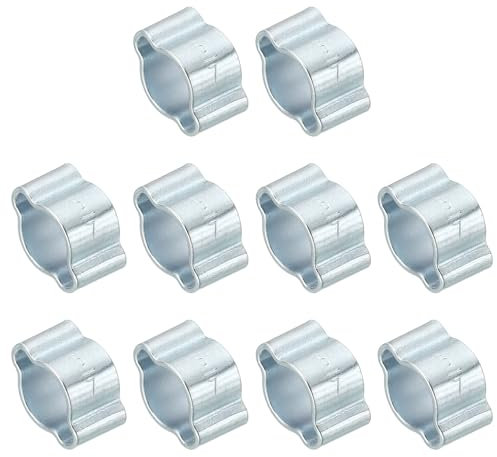 PATIKIL Confezione da 10 fascette doppie tubi da 5-7 mm, ring crimpare acciaio zincato collegamenti raccordi tubi, tono argento