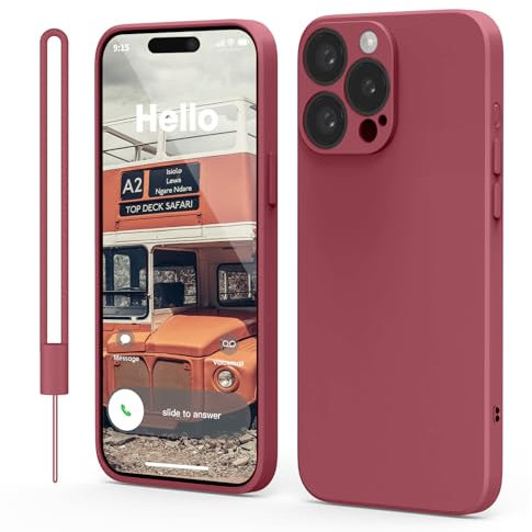 Andwing für iPhone 15 Pro Max Hülle [Rot] – Premium Silikon-Hülle mit Rundumschutz, Kratzfester Mikrofaser-Innenfutter & Kameralensenschutz-Rot