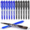 Puedno 12 Stück Radierbarer Kugelschreiber, Radierbarer Tintenroller, Tintenroller Radierbar, 0.5 mm Radierbare Stifte für Studenten Schulsachen Bürobedarf, 6 Schwarz, 6 Blau