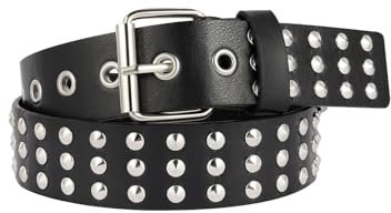 JJDreams Punk Rock Schwarzer Ledergürtel Nietengürtel für Frauen Männer Gothic Gürtel für Jeans Hosen Gothic Gürtel Zubehör