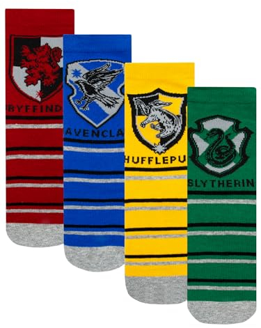 Harry Potter Socken | Hufflepuff, Slytherin, Ravenclaw, Gryffindor Strümpfe | Socken Jungen | Mehrfarbig 27-30