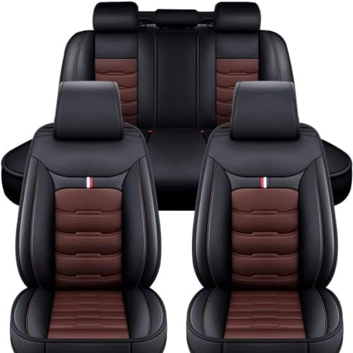 SSIMOO Auto Sitzbezüge Set Autositzbezüge für Hyundai Tucson 2000-2024, Vorne Und Hinten Leder Auto-Schonbezüge Wasserdicht Zubehör Innenraum,F/Black-Coffee
