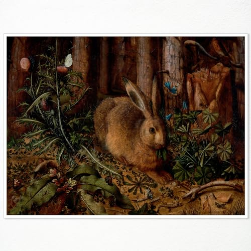 Neejaold Vintage-Osterhasen-Wandkunst, Retro-Hasen-Bilder, Wanddekoration, Ostergarten, botanischer Schmetterling, Frühlingslandschaft, Tierbilder für Kinderzimmer, 30,5 x 40,6 cm, ungerahmt