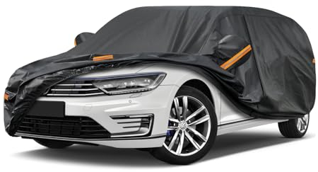 Kayme Kombi Autoplane Wasserdicht Atmungsaktiv für VW Passat Variant (1980-2025), 7 Schichten Vollgarage Autoabdeckung für Sonne Staub Schutz Verkratzt, Autoabdeckung mit Reflektierenden Streifen.