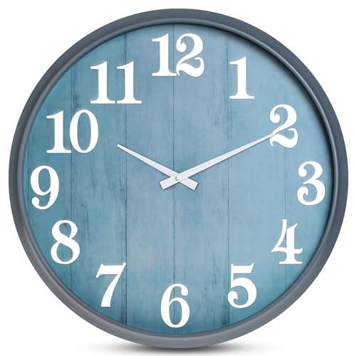 eYotto Relojes de jardín impermeables para exteriores, 46 cm, silencioso, grande, para interiores, funciona con pilas, para patio, piscina, sala de estar, oficina, decoración (Morden), 20587