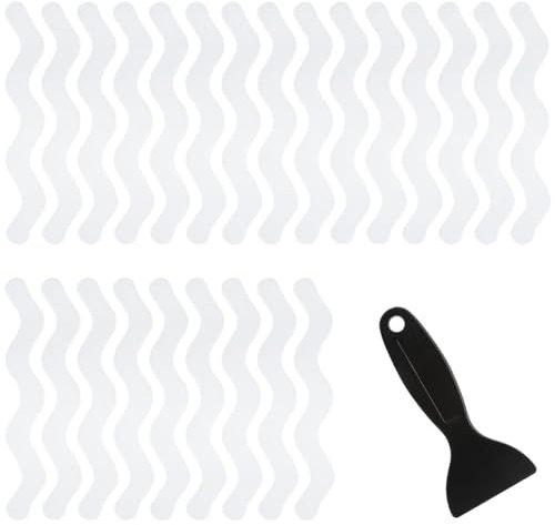 24 Pezzi Adesivi Antiscivolo Adesivi Antiscivolo Doccia Strisce Antiscivolo per Scale e Bagno per Strisce Doccia con Raschietto,per Scale Vasca da Bagno Doccia Piscina