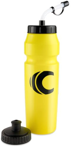 Cannon Sports 1 Liter Sports Water Bottle, BPA-Free, 34 Oz Capacity, Large Mouth, 2 lids (Straw and Squeeze), Great For Helmet Sports Such As Hockey, Lacrosse, Football, Boxing (Yellow)