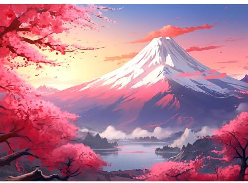 1000 Teile Puzzle für Erwachsene - Eisberg Sakura Puzzle 1000 Teile Kirschblüten Puzzles für Erwachsene 1000 Teile Mount Fuji Painting Puzzle Senior