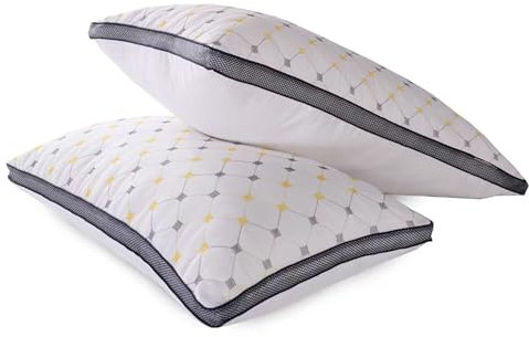 Mixibaby Premium Kopfkissen 2er Set 50 x 70cm Schlafkissen Atmungsaktiv Weich Kissen Gestepptes Nackenkissen, Model:Luxury Embroidery Pillow