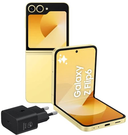 Samsung Galaxy Z Flip6 Smartphone AI pieghevole, Caricatore Incluso, RAM 12GB, 256GB, Dual SIM, Display 3,4 Super AMOLED/6,7 Dynamic AMOLED 2X, Fotocamera 50 MP, Yellow [Versione italiana]