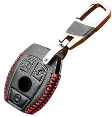 HANXIAO Porte-clé en Cuir pour Mercedes, pour Benz CLS, CLA, GL, R, SLK, AMG, Classe A B C S, Accessoires(Rouge)