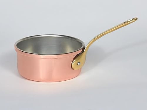 Cazo de Cobre con Asa de Latón e Interior Disponible Estañado o Inoxidable, Varios Tamaños (Acero inoxidable, 16 cm)