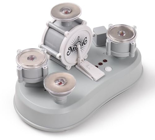 Mini-Finger-Trommel-Set,Elektrisches Mini Schlagzeug für Musikbegeisterte,mit Wiedergabemodus, Aufnahmewiedergabe, Spielemodus, Songmodus,Musikinstrumentenhandwerk (GREY)