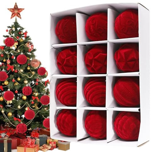 Decorazioni per albero di Natale, palline di velluto, decorazioni natalizie, 12 pezzi, palline di Natale, decorazioni natalizie