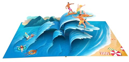ASVP Shop Surfer-Grußkarte – riesige Wellen mit Surfern auf dem Ozean reiten – perfekt für Surf-Liebhaber und alle Anlässe wie Geburtstage