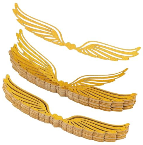 NOPKESV 50 Stück Schokolade Flügel Party Wings Dekor Zauberer Kuchen Deko Cupcake Topper Schokolade Dekoration mit Klebepunkt für Geburtstag Party (Golden)