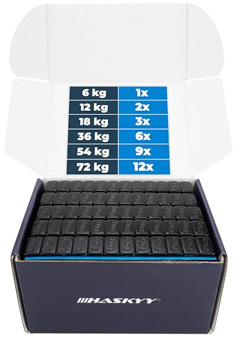 HASKYY 12kg Klebegewichte Wuchtgewichte Kleberiegel Schwarz 2400x je 5g Auswuchtgewichte für Alufelgen - Kunststoffbeschichtet FE-Klebegewichte