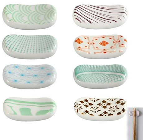 Xiuyer Ceramica Supporto per Bacchette, Portabacchette in Ceramica Riutilizzabile Supporto per Coltello Stile Classico Bacchette Supporto per Sala da Pranzo Ristorante Casa