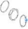 LAURITAMI 3 Stück Nasenpiercing Ring Chirurgenstahl 18G Dünn Nasenpiercing Ring Silber Set,Blau Opal Septum Clicker Ring,8mm Helix Conch Knorpel Tragus Nasenpiercing Schmuck