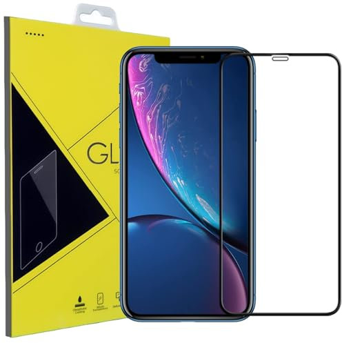 Screen Protector For iPhone XR, Tempered Glass Film [Full Coverage][Impact-Resistant][Anti-Shatter] For iPhone XR (Black)