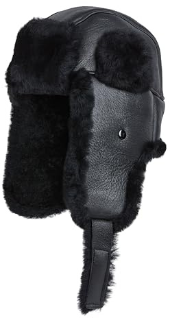 Unisex B3 Russian Ushanka RAF Aviator Shearling Sheepskin Leather Trapper Flying Hat