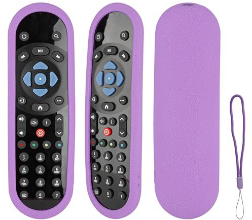 Silikon-Fernbedienungshülle kompatibel mit Sky Q TV Box Fernbedienung Stoßfeste Schutzhülle mit einem Schlüsselband (Lila)