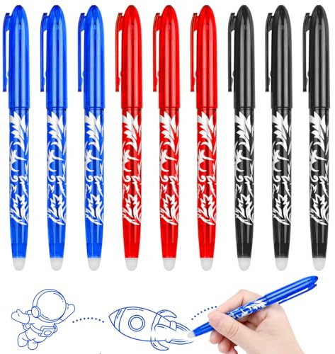 SULOLI 9 Pezzi Penne Gel Cancellabili,Penna Cancellabile da 0.5 mm | Penne a Sfera per Ufficio,Scuola Elementare