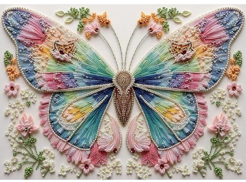 Sutinban 1000 Teile Puzzle für Erwachsene Beaded Rainbow Butterfly 50x70 cm Farbverlauf-Schmetterling Jigsaw Puzzles Entspannend & Herausfordernd 1000 Teile Geschenkidee für Puzzlefans ab 14 Jahren