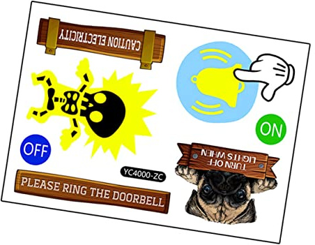 VILLCASE Leuchtender Warnaufkleber mit Tiermotiven für Wohnzimmer und Badezimmer Pvc Wandtattoo Selbstklebend Leicht zu Entfernen 1 Bogen Edukative Wanddekoration