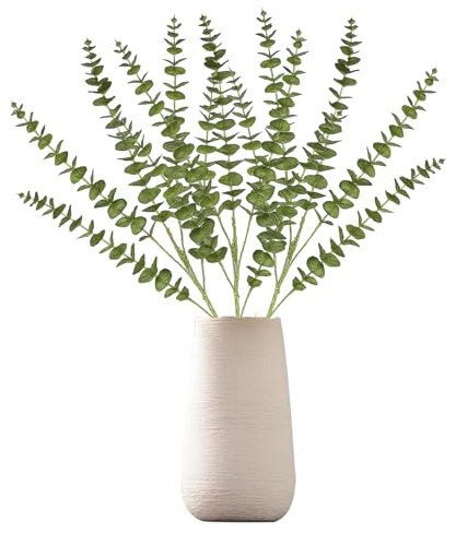GEXINKEJI 15 Zweig Künstliche Eukalyptus Pflanzen Zweigköpfen Künstliche Eukalyptus Zweige Realistische PflanzenZweige Grün für Hochzeit Tafelaufsatz Blumengesteck Home Dekoration
