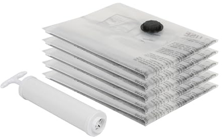 Harbour Housewares Vacuum Storage Bags with Hand Pump - 60 x 80cm | 5x Large Heavy Duty Reusable Plastic Clothes Duvet Bedding Travel Moving Packing Space Saver Organiser Zip Lock