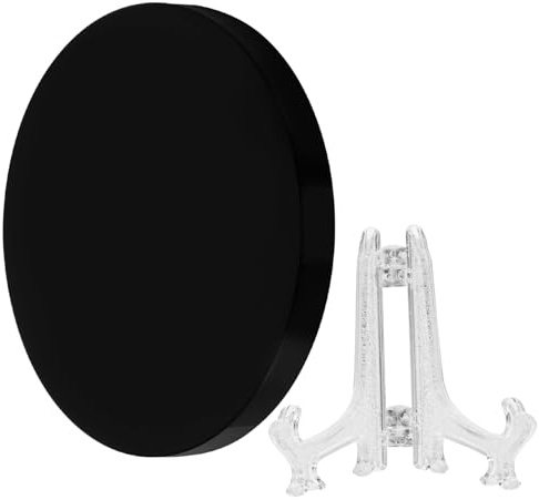 Schwarzer Obsidian Spiegeldisplay Runde Dekoration mit Halterung
