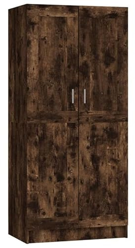 Eleganz Kleiderschrank Räuchereiche 82,5x51,5x180 cm Holzwerkstoff - Schlafzimmer Schrank mit großzügigem Stauraum - Moderner Kleiderschrank für kleine Räume