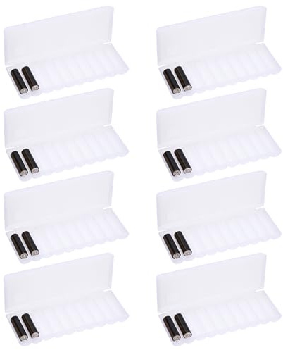 sourcing map Battery Organizer Storage Box, 10 x 18650 Batteries Plastic Clear Battery Storage Case Holder Garage Container Portable Organizer for Travelling, Home, Office, Garage (Pack of 8)