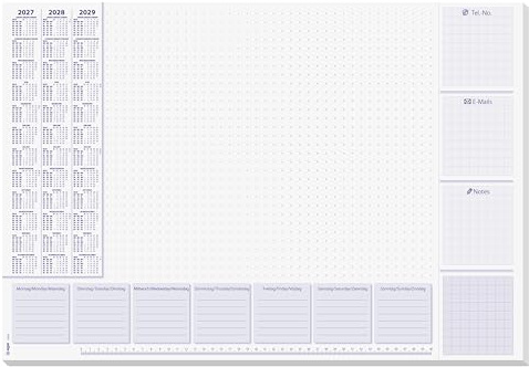 SIGEL Papier-Schreibtischunterlage DIN A2 Kalender 2027-2029 Wochenplan | H7355, 30 Blatt zum Abreißen aus nachhaltigem Papier