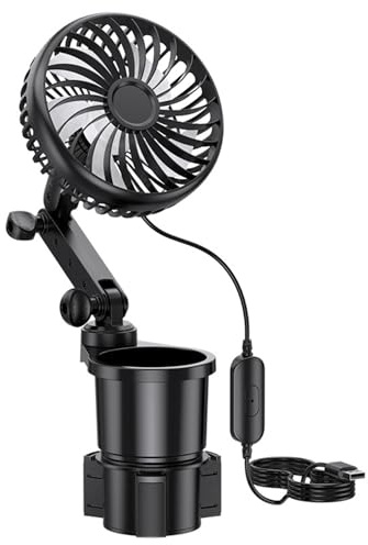YANPINGJIA Double Function Car Cup Holder Expander and USB Desk Fan Adjustable for Vehicles and Effcieint Cooling Car Fan Cup Holder