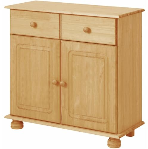 Mette Sideboard aus Kiefer, 2 Türen und 2 Schubladen, Natur gewachst (BxTxH) 80x35x76 cm