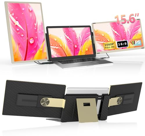 hualink Laptop Screen Extender Monitor 15.6 FHD 1080P IPS Triple Screen Clip on Laptop Detachable Monitor Extender Multi Screen Extra Display for 13.3-17 Laptops Compatible with Windows Chrome