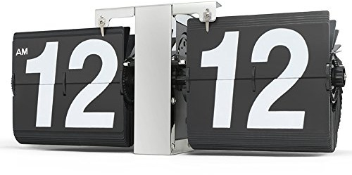 Betus Retro Style Flip Desk Shelf Clock - Classic Mechanical-Digital Display Battery Powered - Home & Office Decor 14 x 5.5 x 3.5 Inches