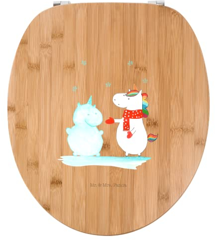 Mr. & Mrs. Panda Motiv WC Sitz Einhorn Schneemann - Geschenk, Unicorn, Klodeckel, WC-Sitz, Klobrille, Handschuhe, Mütze, Einhörner, Toilette,