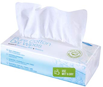 Ivyone Pure Cotton Dry Wipes, 100 Wipes, Biodegradable, Chemical-Free and Plastic-Free Wipes, Perfect for Newborn Sensitive Skin