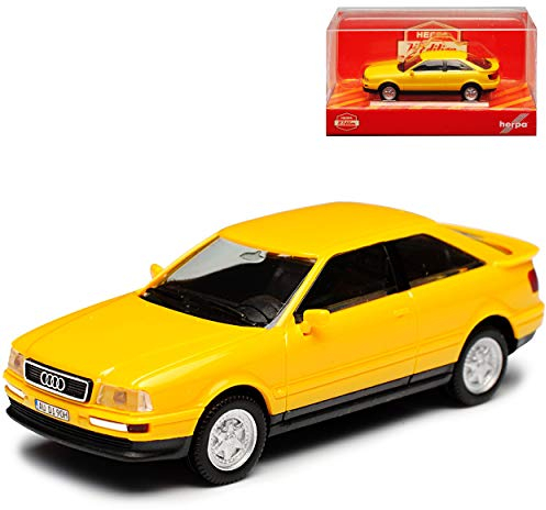 A-U-D-I 80 B3 Coupe Gelb 1986-1991 H0 1/87 Herpa Modell Auto mit individiuellem Wunschkennzeichen