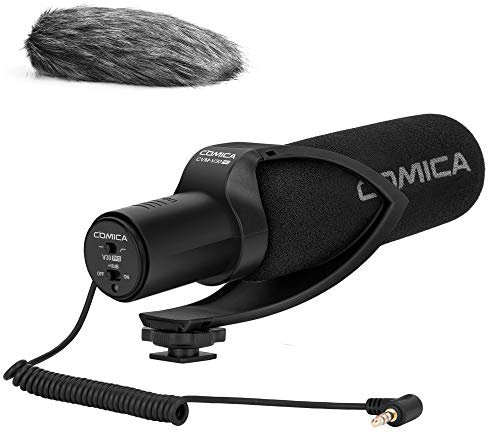 COMICA CVM-V30 PRO Camera Microphone With Wind Muff - Super-Cardioid Condenser Shotgun for Canon, Sony, Nikon, Panasonic, Olympus DSLR Camera/Camcorder/Smartphone - Black