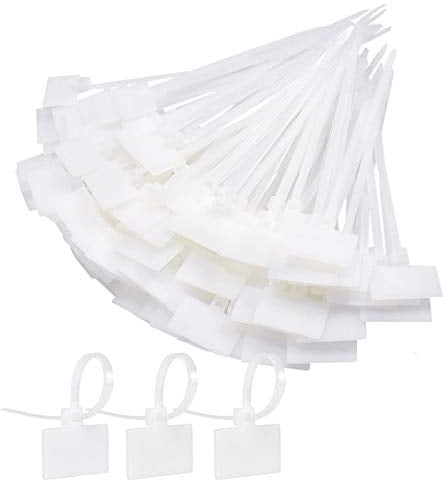 Fodlon Fascette Elettricista Bianche con Etichetta Cable Management Kit 200Pcs Fascette Plastic Fascette Cavi Scrivania Fermacavi Muro Autobloccanti Cable Tie per Ufficio Famiglia Auto Giardino Scuola