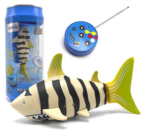Escomdp Mini RC Poisson Télécommande Radio Requin Bateau Électronique Animal Pet Jeu d'eau Jouets Enfants Cadeaux (Jaune)