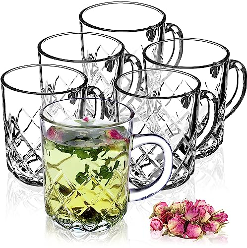 KADAX Teegläser 230ml, 6er Set, Gläser mit Griff, Glastassen für 6 personen, spülmaschinenfest, Trinkgläser für Kaffee, Tee, Wasser, Saft, Drink, Saftgläser, Wassergläser (Modell 1)