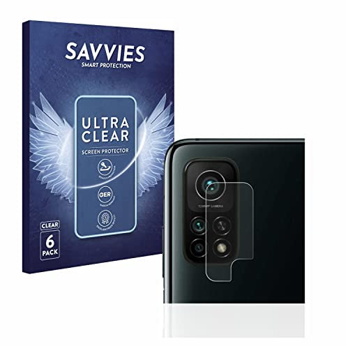 Savvies 6 Stück Schutzfolie für Xiaomi Mi 10T Pro 5G (NUR Kameraschutz) Displayschutz-Folie Ultra-Transparent